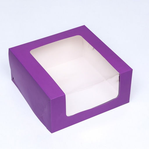 Кондитерская упаковка с окном, сиреневая, 21×21×10 см