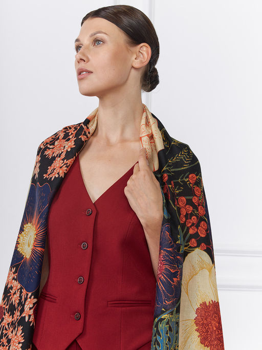 Большой, мягкий, тонкий и очень нежный двусторонний палантин с рисунком. - Tantino фото 5