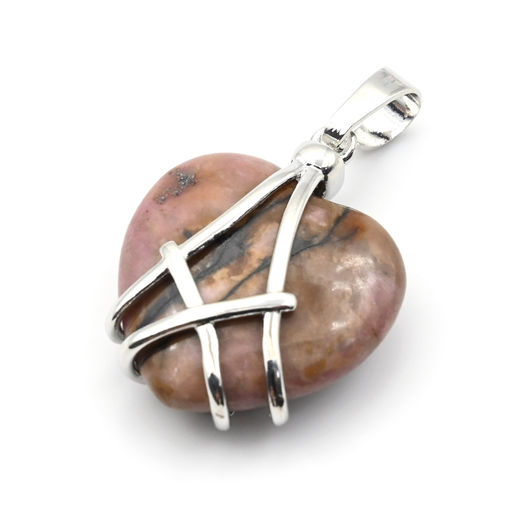 Подвеска в форме сердца 20*25мм с родонитом