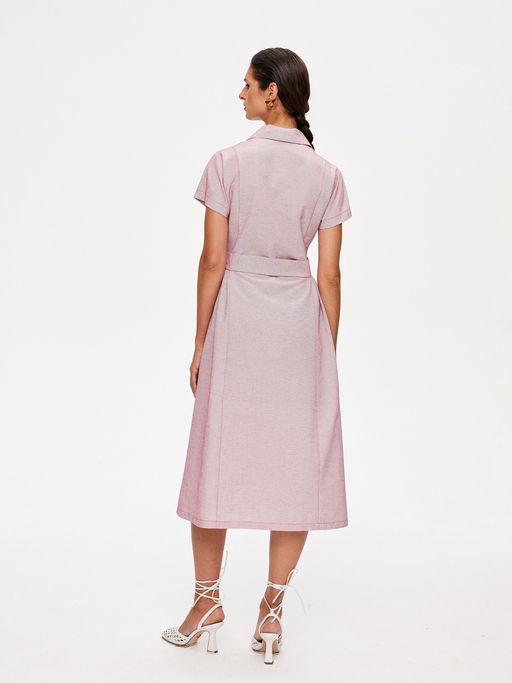 Льняное платье приталенного силуэта 422.050102/Красный - Seven senses фото 4