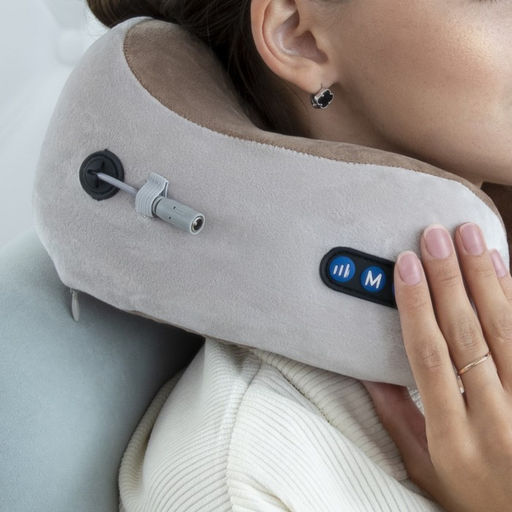 Массажная подушка Luazon LEM-06, 2 вида массажа, ИК-подогрев, 3.7 Вт, АКБ, коричневая