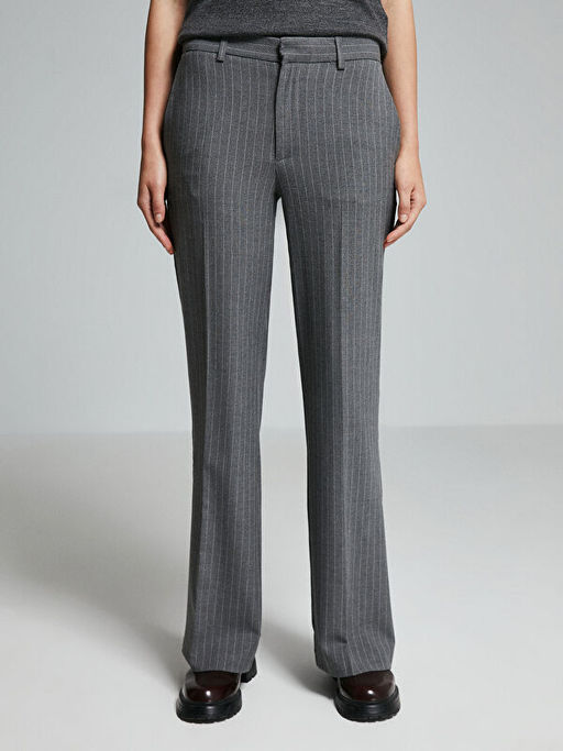 Dar Fit ?izgili Kad?n Pantolon