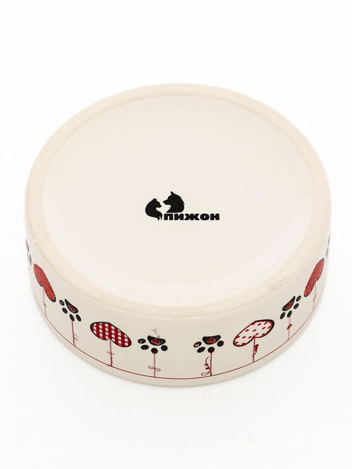 Миска керамическая Любовь и кошки 300 мл, 11.55 см, бело-малиновая - Пижон фото 5