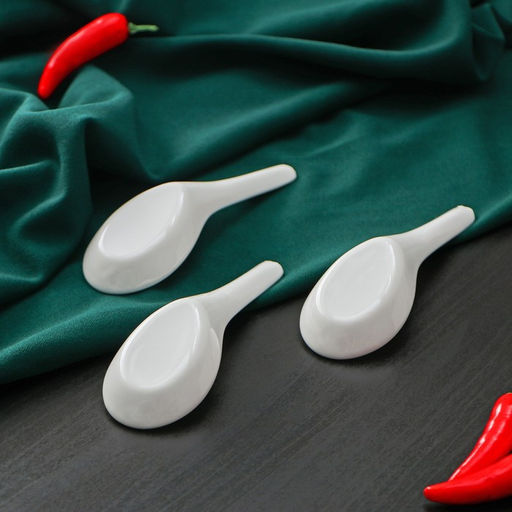 Набор фарфоровых ложек для супа Том Ям Доляна, 3 предмета, цвет белый  фото 4