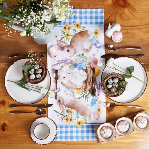 Дорожка пасхальная на стол Этель Зайчики 30х70 см, 100% хлопок, саржа 190 гр/м2  фото 2