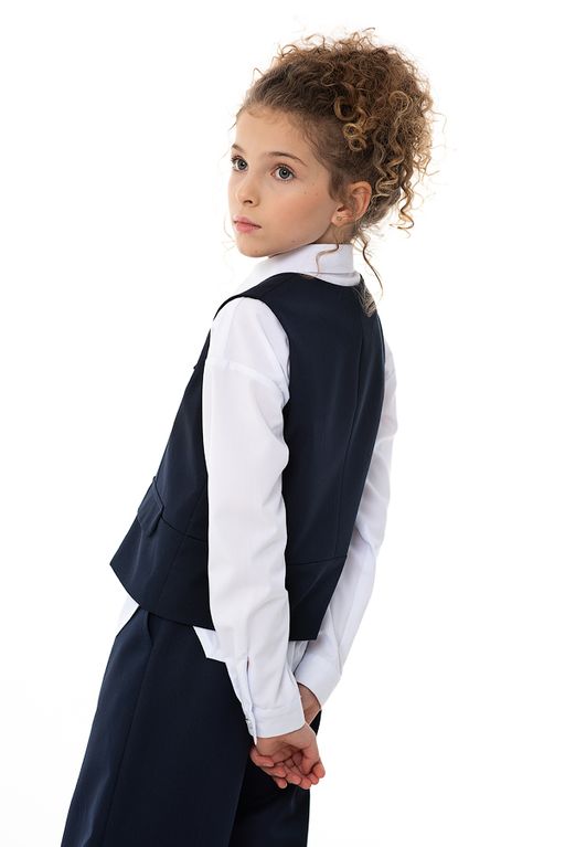 Синий школьный жилет для девочки Mooriposh, модель 1115 фото 4