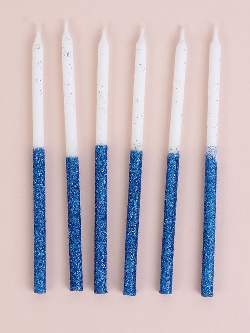 Цена за 2 шт. Свечи для торта Блестящее сияние, 6 шт, белые с голубым - Страна карнавалия фото 6