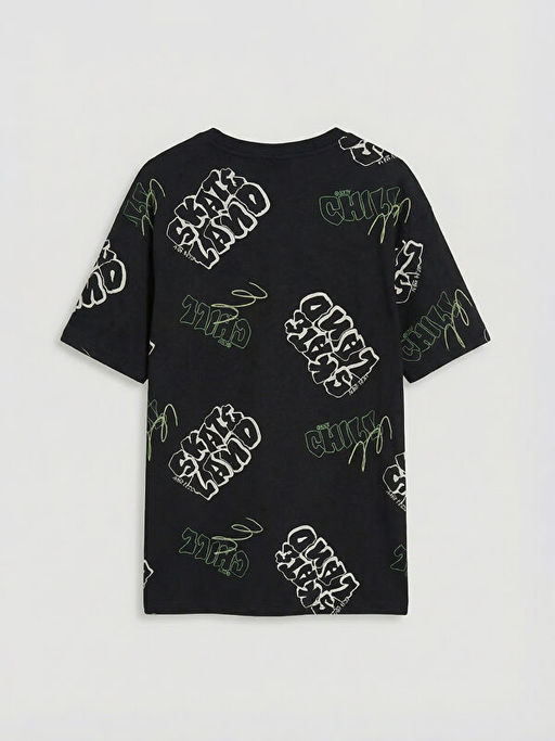 Bask?l? Bisiklet Yaka Erkek ?ocuk Ti??rt