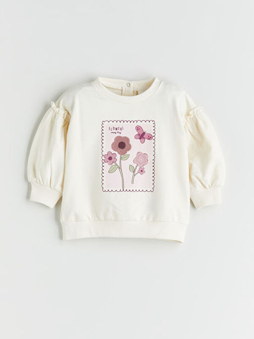 ?i?ekli K?z Bebek Sweatshirt ve Tayt 2li
