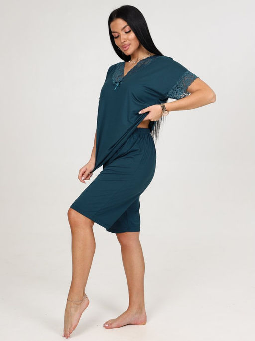 033 ДОМАШНИЙ КОСТЮМ ЖЕНСКИЙ (шорты) (Изумруд) - А-дина фото 4