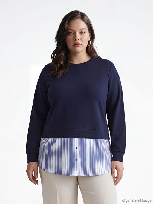 G?mlek Detayl? Kad?n Sweatshirt Tunik