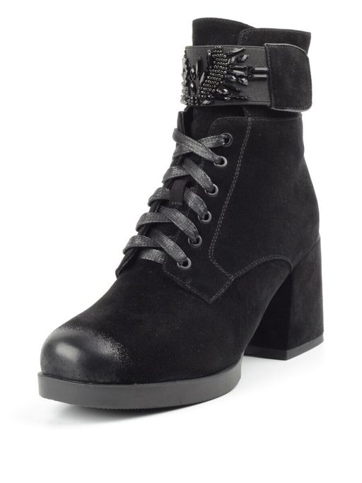 04-R135-1 BLACK Ботинки зимние женские (натуральная замша, натуральный мех) - Фабричный китай фото 8