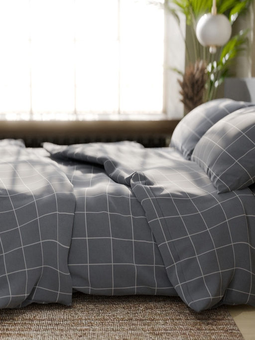 Постельное бельё евро «Этель. Клетка», бязь