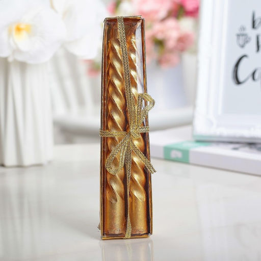 Цена за 2 шт. Набор свечей витых, 1.5×15 см, 2 шт., золотой металлик