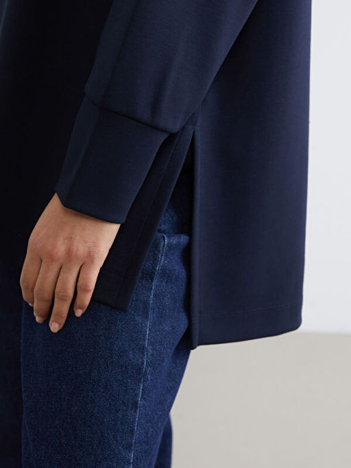 Bisiklet Yaka Oversize Kad?n Sweatshirt Tunik