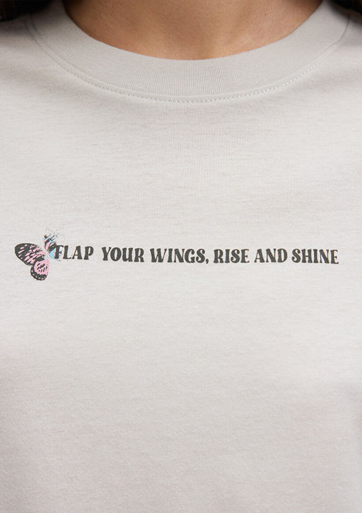 Kelebek Bask?l? Gri Tisort - Mavi фото 6