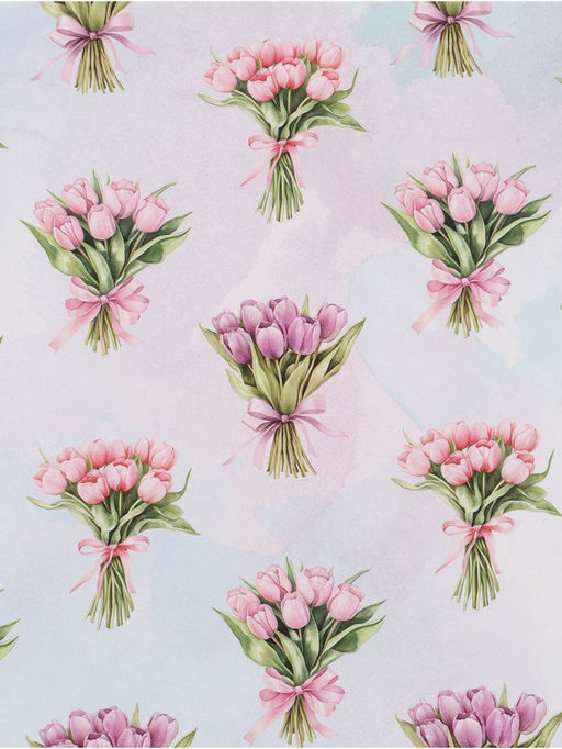 Цена за 10 шт. Бумага упаковочная глянцевая «Букетик цветов», 70 × 100 см