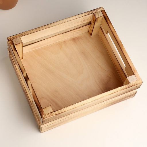 Подарочный ящик, 25×22×9 см, деревянный, обожжённое дерево