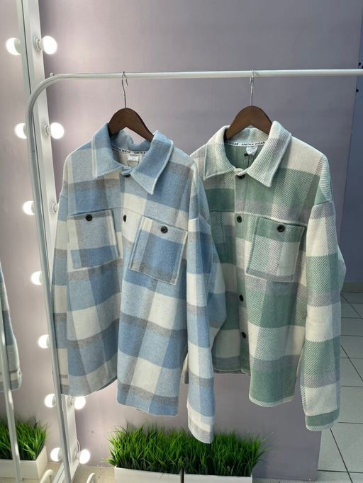 512 Рубашка клетка, мятный - Knitka wear фото 8