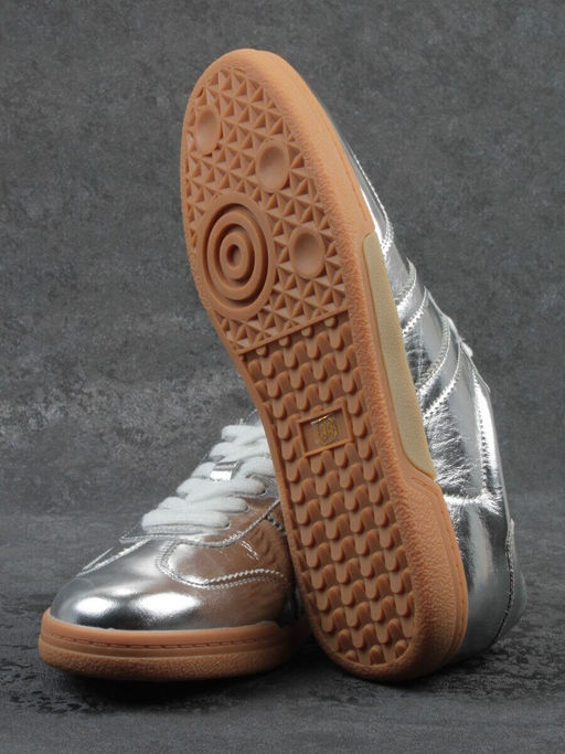 03-B6C-7C GREY/SILVER Кеды женские (натуральная кожа)