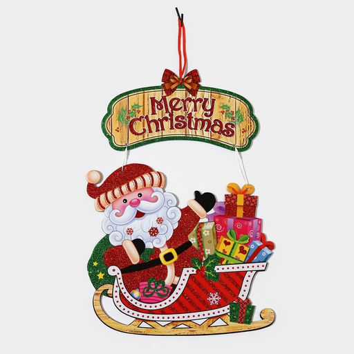 Новогоднее украшение настенное Дед мороз на санках, подвеска, 43,5х30,5 см