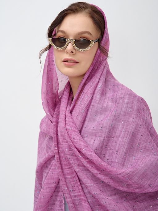 Лен с хлопком . Большой, красивый двусторонний палантин с необычной выработкой по всему полотну изде - Tantino фото 7