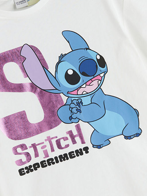 Bisiklet Yaka Stitch Bask?l? K?z ?ocuk Ti??rt - Waikiki фото 2