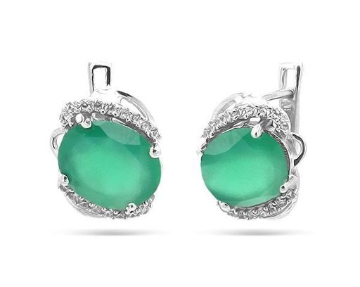 Серьги из серебра зеленый агат, Ариэнна