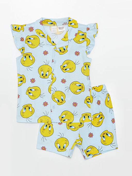 Tweety Bask?l? K?z Bebek ?ortlu Pijama Tak?m?