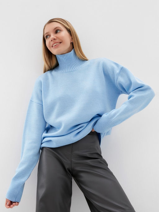 Джемпер женский вязаный MINAKU: Knitwear collection, голубой, размер 50-52