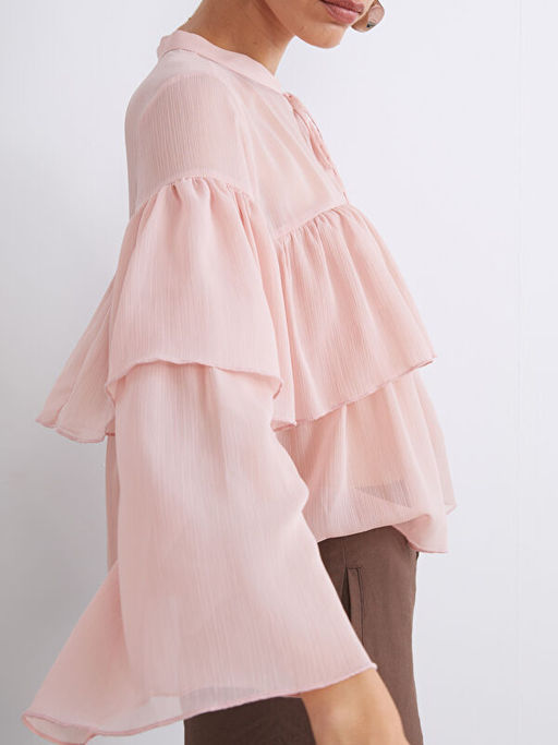 Ba?lamal? Yaka ?ifon F?rf?rl? Bluz