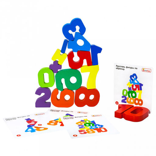 Игрушка "Башня "Цифры" 18*18*1,5см, развивающая, МДФ, ЛХДФ, фанера, картон, в пленке (Россия)