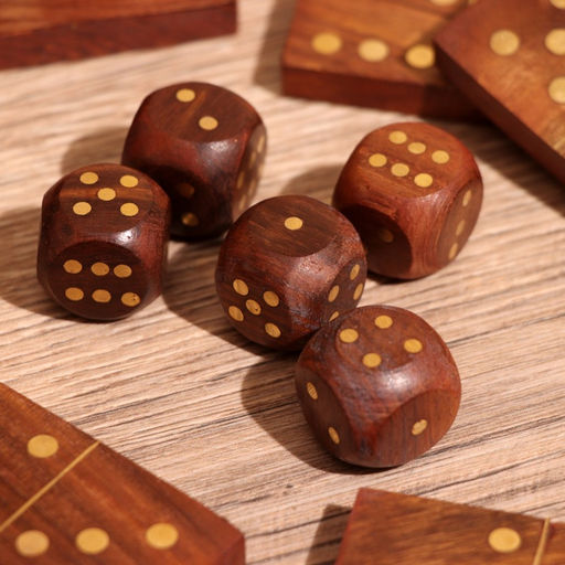 Игра настольная 2 в 1, домино, кубики, 25×7.5×5 см, дерево шишам