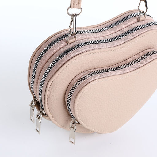 Сумка женская кросс-боди на молнии, в форме сердца, 20×5×16 см, бежевая
