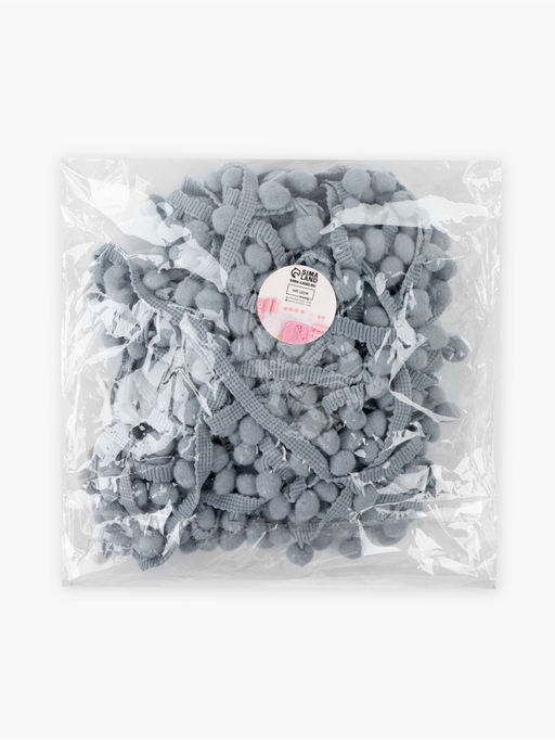 Тесьма декоративная с помпонами, 25±5 мм, 8±0.5 м, серая