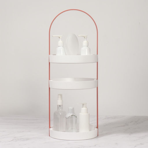 Органайзер для хранения, 3 секции, d=20×50 см, белый, розовый