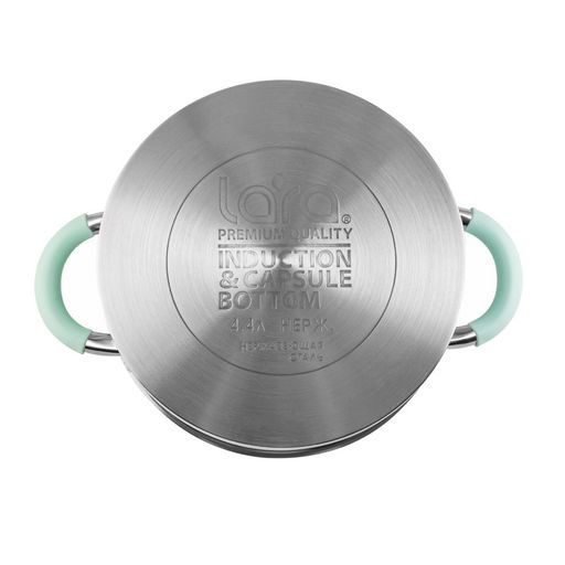 LR02-542 Кастрюля LARA (нерж) MINT 20x11см, 3,3л, носик, индукционное дно, крышка с бортом  фото 8