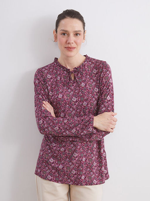 Ba?lamal? Yaka Desenli Bluz