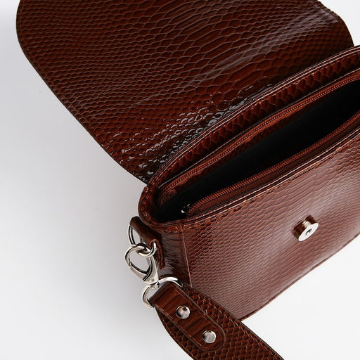 Сумка женская мессенджер TEXTURA на магните, 17×8×19 см, коричневая