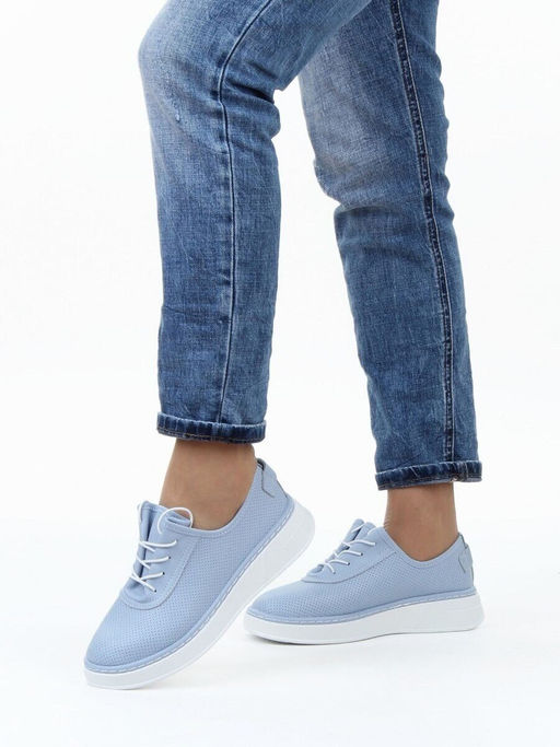 03-YE287-8 LT. BLUE Полуботинки летние женские (натуральная кожа)