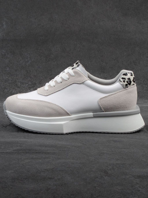 03-YG497-1 WHITE/GREY Кроссовки женские (натуральная кожа) - Фабричный китай фото 6