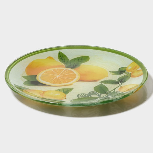 Тарелки Доляна Дольче, 19 предметов: 6 десертных тарелок, 6 обеденных тарелок, 6 мисок, салатник, стекло, зелёные, жёлтые фото 8