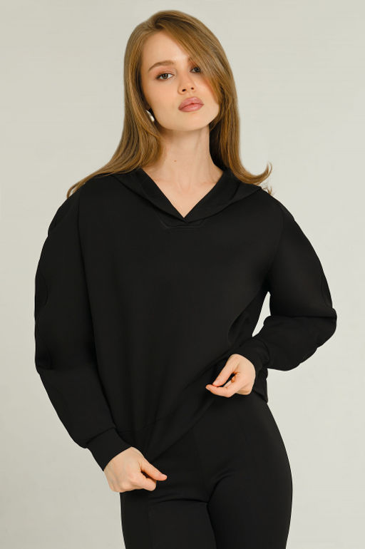 Арт. 1801 Худи женское с капюшоном 42-48 (4 шт) Цвет:черный
