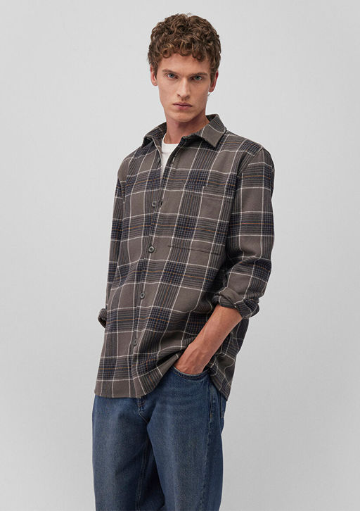 Kareli Gri Gomlek - Mavi фото 2