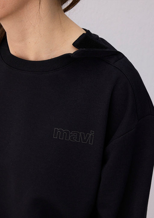 Mavi Logo Bask?l? Siyah Kad?n Sweatshirt  фото 5