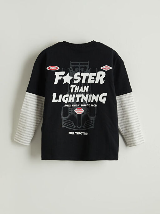 Bisiklet Yaka Yaz? Bask?l? Erkek ?ocuk Ti??rt