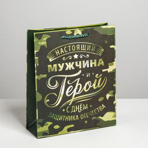 Цена за 2 шт. Пакет подарочный ламинированный, упаковка, «С 23 февраля», ML 23×27×11.5 см