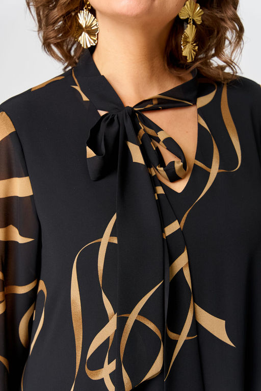 Платье EVA GRANT 7293 черный с принтом