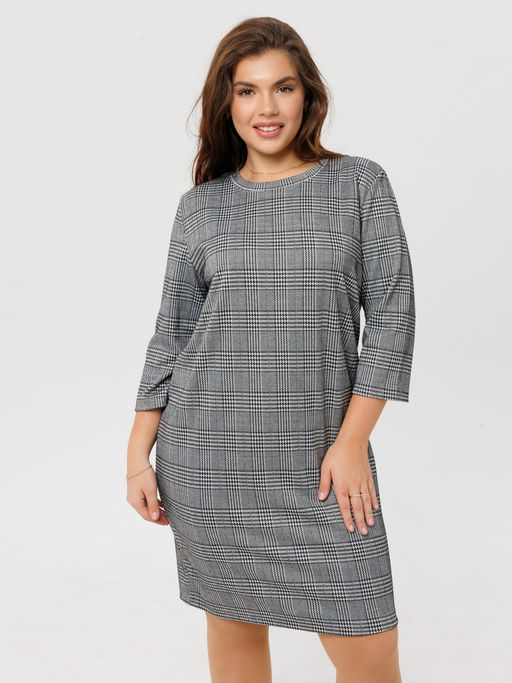 Платье женское П-176 (жаккард принт) Тёмно-серая ёлочка