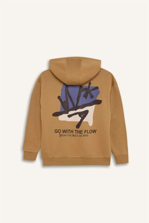 Широкая толстовка с капюшоном и принтом на спине для мальчика оверсайз - Defacto фото 9